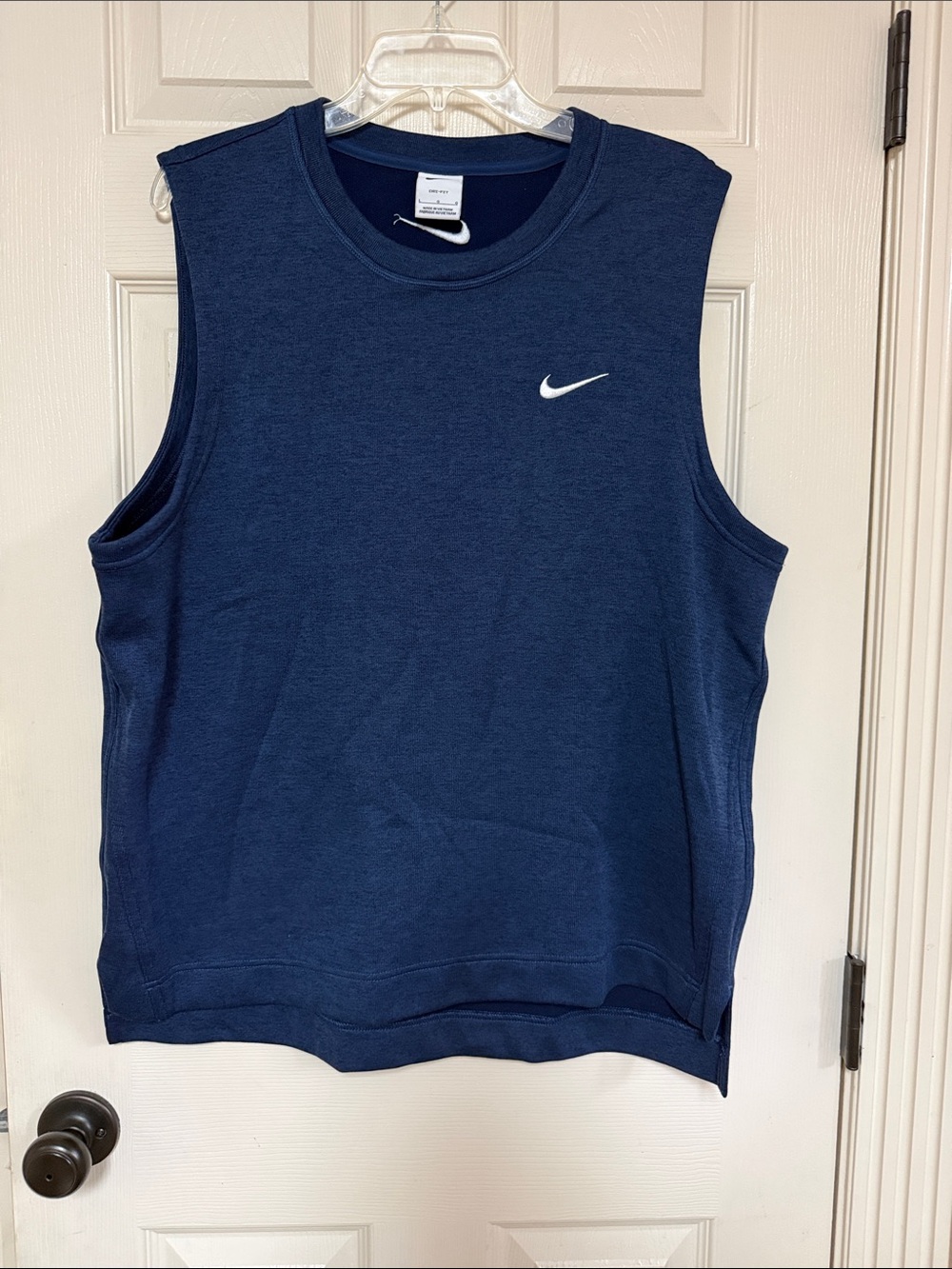 Nike Navy Blue Sleeveless Dri-fit top with White Swoosh